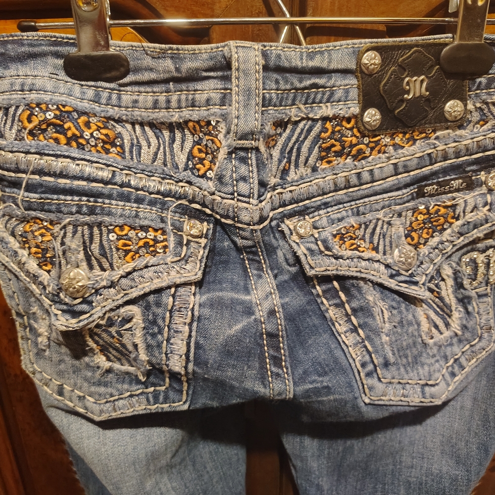 Miss Me Blue Jeans with Ornate Embellishments